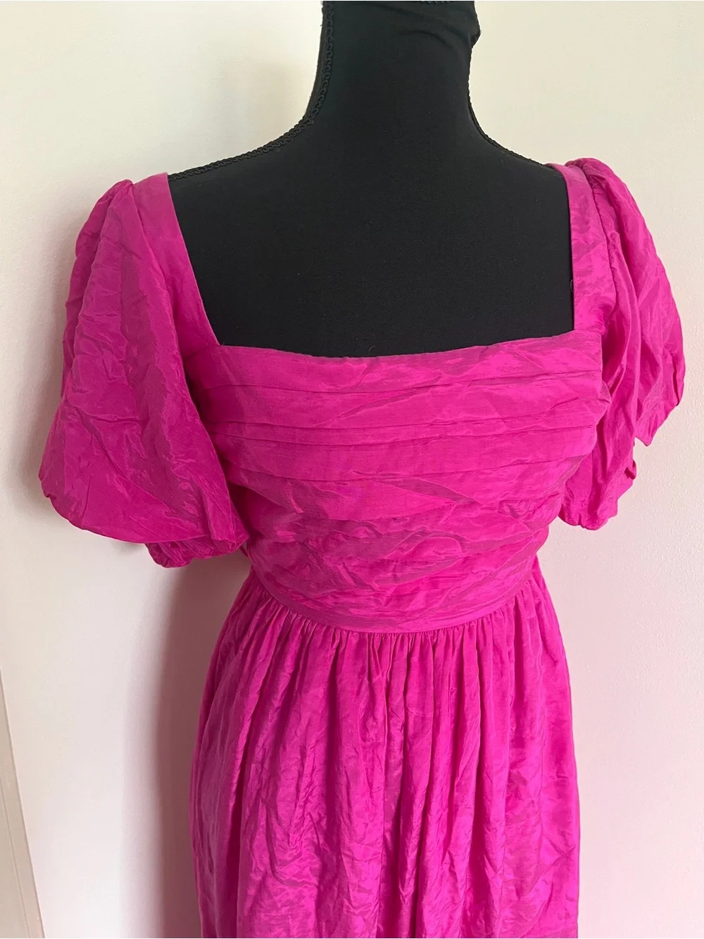 Abercrombie Emerson Puff-Sleeve Maxi Dress - Square Neck SZ XS Open Back Tie